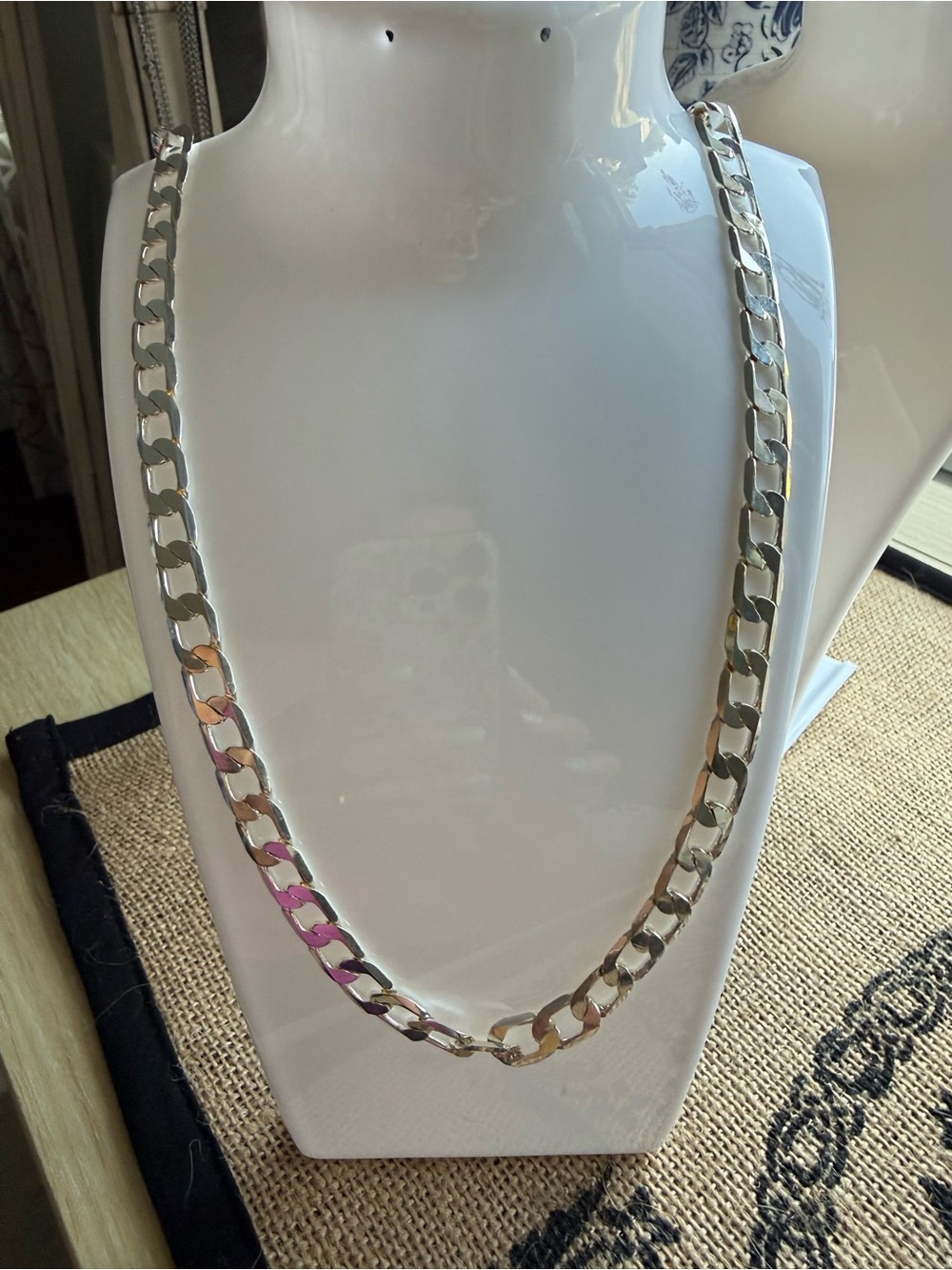 Silver Curb Chain Necklace - Women Jewelry